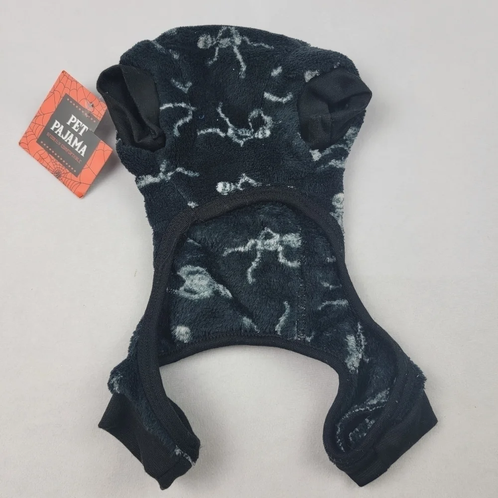 NWT Halloween skeleton fleece pet pajamas Size XS
